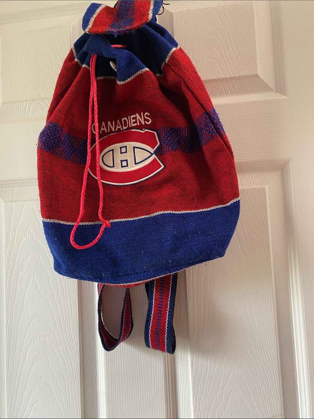 Montreal Canadiens Knit Drawstring Backpack BOHO Red Blue NHL